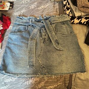 Free people / we the free denim bucket tie waisted skirt